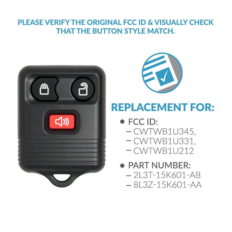 Keyless2Go Replacement for Keyless Entry Car Key Fob Vehicles That Use 3 Button CWTWB1U331, Self-Programming - 2 Pack - Image 4